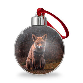 Ёлочный шар с принтом Хищная лисица в Тюмени, Пластик | Диаметр: 77 мм | fox | foxy | животное | звери | лиса | лисенок | лисичка | милая | рыжая | фокс