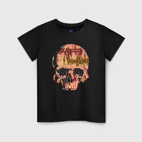 Детская футболка хлопок с принтом Через из слов в Тюмени, 100% хлопок | круглый вырез горловины, полуприлегающий силуэт, длина до линии бедер | horror | кости | скелет | слова | ужас | ужасы | хоррор | через из слов | череп