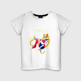 Детская футболка хлопок с принтом Sailor Moon в Тюмени, 100% хлопок | круглый вырез горловины, полуприлегающий силуэт, длина до линии бедер | anime | manga | sailor moon | аниме | манга | сейлор мун | сейлормун