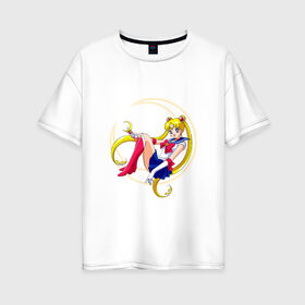 Женская футболка хлопок Oversize с принтом Sailor Moon в Тюмени, 100% хлопок | свободный крой, круглый ворот, спущенный рукав, длина до линии бедер
 | anime | manga | sailor moon | аниме | манга | сейлор мун | сейлормун