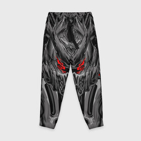 Детские брюки 3D с принтом Темный самурай в Тюмени, 100% полиэстер | манжеты по низу, эластичный пояс регулируется шнурком, по бокам два кармана без застежек, внутренняя часть кармана из мелкой сетки | 