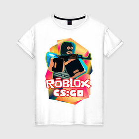 Женская футболка хлопок с принтом CSGO (Roblox) в Тюмени, 100% хлопок | прямой крой, круглый вырез горловины, длина до линии бедер, слегка спущенное плечо | cs:go | roblix | игра | контра | шутер