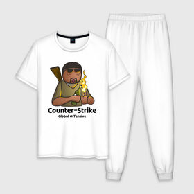 Мужская пижама хлопок с принтом CS GO Коктейль Молотова в Тюмени, 100% хлопок | брюки и футболка прямого кроя, без карманов, на брюках мягкая резинка на поясе и по низу штанин
 | 
