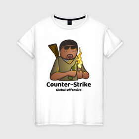 Женская футболка хлопок с принтом CS GO Коктейль Молотова в Тюмени, 100% хлопок | прямой крой, круглый вырез горловины, длина до линии бедер, слегка спущенное плечо | 