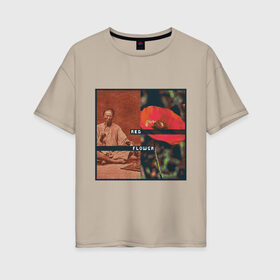 Женская футболка хлопок Oversize с принтом СRIMSON flower в Тюмени, 100% хлопок | свободный крой, круглый ворот, спущенный рукав, длина до линии бедер
 | 