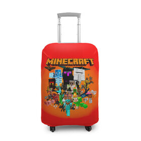 Чехол для чемодана 3D с принтом Minecraft персонажи в Тюмени, 86% полиэфир, 14% спандекс | двустороннее нанесение принта, прорези для ручек и колес | 