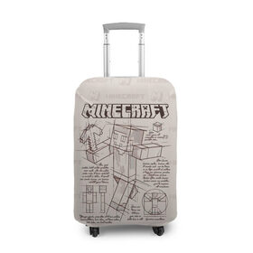 Чехол для чемодана 3D с принтом Minecraft чертеж в Тюмени, 86% полиэфир, 14% спандекс | двустороннее нанесение принта, прорези для ручек и колес | 