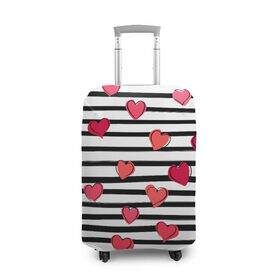 Чехол для чемодана 3D с принтом Hearts Pattern в Тюмени, 86% полиэфир, 14% спандекс | двустороннее нанесение принта, прорези для ручек и колес | 14 февраля | валентинка | день всех влюбленных | день святого валентина | иконки | любовь | сердца | символы | узор