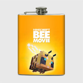 Фляга с принтом Minecraft bee movie в Тюмени, металлический корпус | емкость 0,22 л, размер 125 х 94 мм. Виниловая наклейка запечатывается полностью | Тематика изображения на принте: 