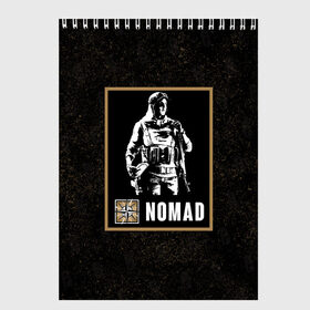 Скетчбук с принтом Nomad в Тюмени, 100% бумага
 | 48 листов, плотность листов — 100 г/м2, плотность картонной обложки — 250 г/м2. Листы скреплены сверху удобной пружинной спиралью | Тематика изображения на принте: nomad | r6s | rainbow six siege | номад | оперативник | персонаж
