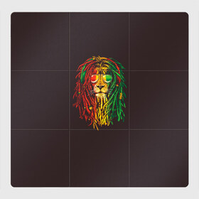 Магнитный плакат 3Х3 с принтом Bob lion в Тюмени, Полимерный материал с магнитным слоем | 9 деталей размером 9*9 см | bob_marley | dreadlocks | hippie | jamaica | lion | reggae | боб марли | дреды | регги | хиппи | ямайка