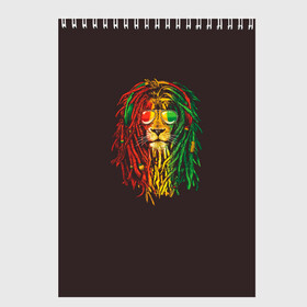 Скетчбук с принтом Bob lion в Тюмени, 100% бумага
 | 48 листов, плотность листов — 100 г/м2, плотность картонной обложки — 250 г/м2. Листы скреплены сверху удобной пружинной спиралью | bob_marley | dreadlocks | hippie | jamaica | lion | reggae | боб марли | дреды | регги | хиппи | ямайка