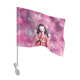 Флаг для автомобиля с принтом Незуко Камадо в Тюмени, 100% полиэстер | Размер: 30*21 см | demon slayer | kamado | kimetsu no aiba | nezuko | камадо | клинок | незуко | рассекающий демонов
