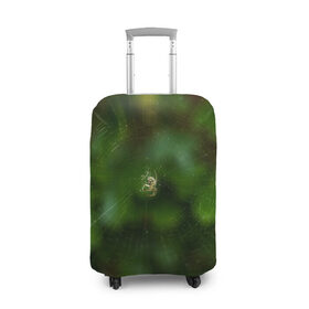 Чехол для чемодана 3D с принтом Паучок в Тюмени, 86% полиэфир, 14% спандекс | двустороннее нанесение принта, прорези для ручек и колес | spider | web | зелень | лес | макро | паук | паутина | природа