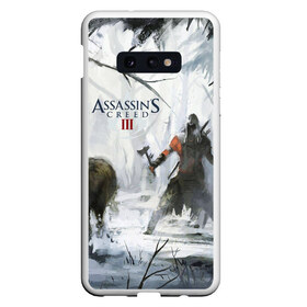 Чехол для Samsung S10E с принтом Assassin’s Creed 3 в Тюмени, Силикон | Область печати: задняя сторона чехла, без боковых панелей | Тематика изображения на принте: black flag | brotherhood | chronicles | creed | game | origins | revelations | rogue | syndicate | unity | альтаир | ассасин | игры | кинжал | пираты