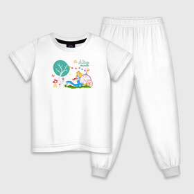 Детская пижама хлопок с принтом Alice in Wonderland в Тюмени, 100% хлопок |  брюки и футболка прямого кроя, без карманов, на брюках мягкая резинка на поясе и по низу штанин
 | alice | alice in wonderland | vdosadir | алиса | алиса в стране чудес