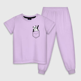 Детская пижама хлопок с принтом Панда В Кармане в Тюмени, 100% хлопок |  брюки и футболка прямого кроя, без карманов, на брюках мягкая резинка на поясе и по низу штанин
 | Тематика изображения на принте: 