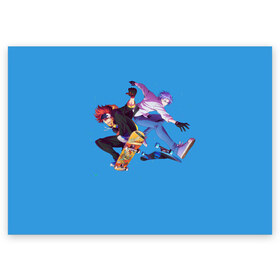 Поздравительная открытка с принтом На скейте в бесконечность в Тюмени, 100% бумага | плотность бумаги 280 г/м2, матовая, на обратной стороне линовка и место для марки
 | anime | japan | langa | reki | sk8 | sk8 the infinity | skate | the infinity | аниме | иероглифы | ланга | на скейте в бесконечность | реки | скейт | скейт бесконечность | скейтборд | скейтеры | япония