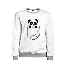 Детский свитшот 3D с принтом Панда В Кармане в Тюмени, 100% полиэстер | свободная посадка, прямой крой, мягкая тканевая резинка на рукавах и понизу свитшота | animals | beats | head | panda | pocket | в кармане | голова | животные | звери | лапки | любовь | панда