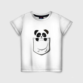 Детская футболка 3D с принтом Панда В Кармане в Тюмени, 100% гипоаллергенный полиэфир | прямой крой, круглый вырез горловины, длина до линии бедер, чуть спущенное плечо, ткань немного тянется | Тематика изображения на принте: animals | beats | head | panda | pocket | в кармане | голова | животные | звери | лапки | любовь | панда