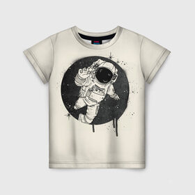 Детская футболка 3D с принтом Тёмный космос в Тюмени, 100% гипоаллергенный полиэфир | прямой крой, круглый вырез горловины, длина до линии бедер, чуть спущенное плечо, ткань немного тянется | cosmonaut | граффити | космонавт | космос | рисунок | тёмный космос