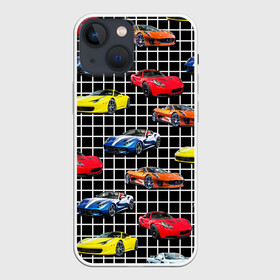 Чехол для iPhone 13 mini с принтом Гоночные тачки в Тюмени,  |  | adrenalin | auto | boy | car | machine | racing | speed | speed racer | sport | sport car | автомобили | адреналин | водитель | гонки | гоночные | гонщик | клетка | клетчатый | мальчикам | машины | мужчинам | пацанские | скорость