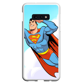 Чехол для Samsung S10E с принтом SuperMan DC в Тюмени, Силикон | Область печати: задняя сторона чехла, без боковых панелей | comics | dc | superman | комиксы | супермен