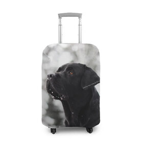 Чехол для чемодана 3D с принтом Лабрадор Марк в Тюмени, 86% полиэфир, 14% спандекс | двустороннее нанесение принта, прорези для ручек и колес | dog | winter | животные | зима | лабрадор | лабрадор ретривер | снег | собака