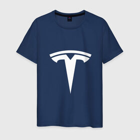 Мужская футболка хлопок с принтом Tesla в Тюмени, 100% хлопок | прямой крой, круглый вырез горловины, длина до линии бедер, слегка спущенное плечо. | 