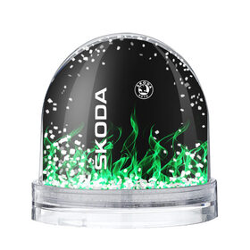 Снежный шар с принтом SKODA в Тюмени, Пластик | Изображение внутри шара печатается на глянцевой фотобумаге с двух сторон | auto | fire | green | logo | skoda | vag | авто | ваг | водителям | зеленый | логотип | машины | огонь | шкода