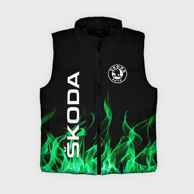 Женский жилет утепленный 3D с принтом SKODA в Тюмени,  |  | auto | fire | green | logo | skoda | vag | авто | ваг | водителям | зеленый | логотип | машины | огонь | шкода