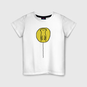 Детская футболка хлопок с принтом СУСЛИК в Тюмени, 100% хлопок | круглый вырез горловины, полуприлегающий силуэт, длина до линии бедер | Тематика изображения на принте: воздушный шарик | воздушный шарик с зверьком. | жёлтое пятно | солнце встаёт | сурок | суслик