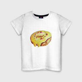Детская футболка хлопок с принтом Пончитос в Тюмени, 100% хлопок | круглый вырез горловины, полуприлегающий силуэт, длина до линии бедер | глазурь | пончик | посыпка | сладости