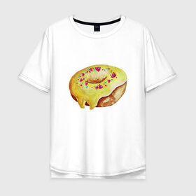 Мужская футболка хлопок Oversize с принтом Пончитос в Тюмени, 100% хлопок | свободный крой, круглый ворот, “спинка” длиннее передней части | глазурь | пончик | посыпка | сладости