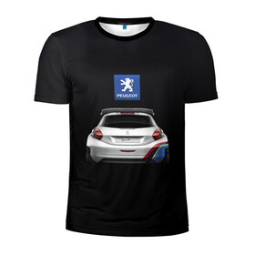 Мужская футболка 3D спортивная с принтом Peugeot sport в Тюмени, 100% полиэстер с улучшенными характеристиками | приталенный силуэт, круглая горловина, широкие плечи, сужается к линии бедра | Тематика изображения на принте: auto | emotion | motion | peugeot | sport | авто | лого | логотип | пежо | пижо | спорт