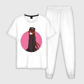 Мужская пижама хлопок с принтом Девушка эндермен в Тюмени, 100% хлопок | брюки и футболка прямого кроя, без карманов, на брюках мягкая резинка на поясе и по низу штанин
 | enderman | girl | аниме | девочка | майнкрафт