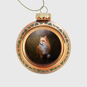 Стеклянный ёлочный шар с принтом Лиса-охотница в Тюмени, Стекло | Диаметр: 80 мм | fox | foxy | животное | звери | лиса | лисенок | лисичка | милая | рыжая | фокс