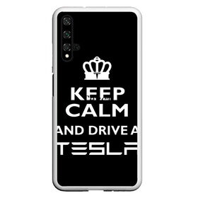 Чехол для Honor 20 с принтом Drive a Tesla! в Тюмени, Силикон | Область печати: задняя сторона чехла, без боковых панелей | auto | model s | sport | tesla | авто | автомобиль | водитель | гонки | гонщик | король | корона | крутая | крутой | купить | лого | логотип | маск | машина | модель | спорт | тачка | тесла | тесло | электромобиль