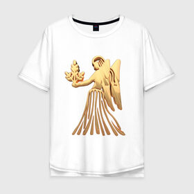 Мужская футболка хлопок Oversize с принтом Дева в Тюмени, 100% хлопок | свободный крой, круглый ворот, “спинка” длиннее передней части | virgo | zodiac signs | дева | знаки зодиака | золотой рисунок