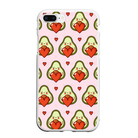 Чехол для iPhone 7Plus/8 Plus матовый с принтом Love Avocado в Тюмени, Силикон | Область печати: задняя сторона чехла, без боковых панелей | 14 февраля | love | авокадо | вкусняшка | день святого валентина | еда | любовь | паттерн | сердечко