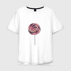 Мужская футболка хлопок Oversize с принтом Лолипоп в Тюмени, 100% хлопок | свободный крой, круглый ворот, “спинка” длиннее передней части | Тематика изображения на принте: карамель | леденец | сладости | сосулька