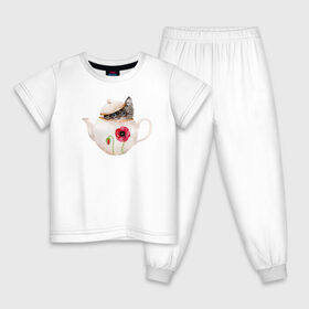 Детская пижама хлопок с принтом Шкодливый коть в Тюмени, 100% хлопок |  брюки и футболка прямого кроя, без карманов, на брюках мягкая резинка на поясе и по низу штанин
 | кот | мурчало | подосатый | чайник | шкода