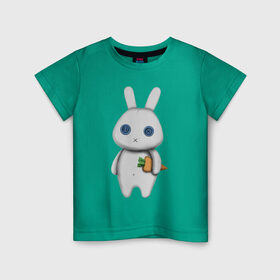 Детская футболка хлопок с принтом зайка в Тюмени, 100% хлопок | круглый вырез горловины, полуприлегающий силуэт, длина до линии бедер | hare | заяц | игрушка | кролик | морковь