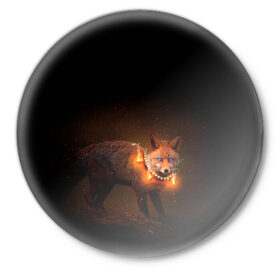 Значок с принтом Dark fox в Тюмени,  металл | круглая форма, металлическая застежка в виде булавки | fox | foxy | животное | звери | лиса | лисенок | лисичка | милая | рыжая | фокс