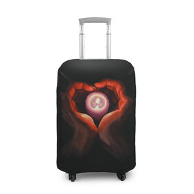 Чехол для чемодана 3D с принтом Свеча в Тюмени, 86% полиэфир, 14% спандекс | двустороннее нанесение принта, прорези для ручек и колес | влюбленным | люблю | любовь | руки | свеча | сердце | чувства