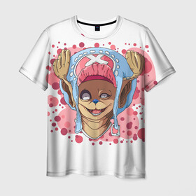 Мужская футболка 3D с принтом Чоппер в Тюмени, 100% полиэфир | прямой крой, круглый вырез горловины, длина до линии бедер | аниме | доктор | енот | любитель сладкой ваты | мугивара | олень | сладкая вата | тони тони чоппер