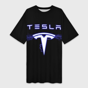 Платье-футболка 3D с принтом TESLA в Тюмени,  |  | ac | acdc | america | auto | car | cars | dc | electro | elon | logo | musk | rock | space | spacex | tesla | usa | x | авто | автомобиль | илон | космос | лого | логотип | маск | машина | молнии | молния | музыка | рок | тесла | электричест