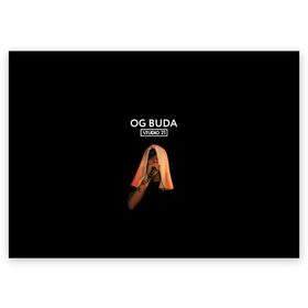 Поздравительная открытка с принтом OG Buda в Тюмени, 100% бумага | плотность бумаги 280 г/м2, матовая, на обратной стороне линовка и место для марки
 | melon music | og buda | опг сити | русский рэп | рэп | тюмень | хип хоп