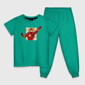 Детская пижама хлопок с принтом Флэш в Тюмени, 100% хлопок |  брюки и футболка прямого кроя, без карманов, на брюках мягкая резинка на поясе и по низу штанин
 | Тематика изображения на принте: barry allen | the flash | vdzabma | барри аллен | флэш