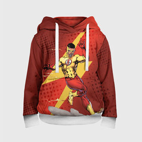 Детская толстовка 3D с принтом Kid Flash в Тюмени, 100% полиэстер | двухслойный капюшон со шнурком для регулировки, мягкие манжеты на рукавах и по низу толстовки, спереди карман-кенгуру с мягким внутренним слоем | kid flash | the flash | vdzabma | wally west | кид флэш | уолли уэст | флэш